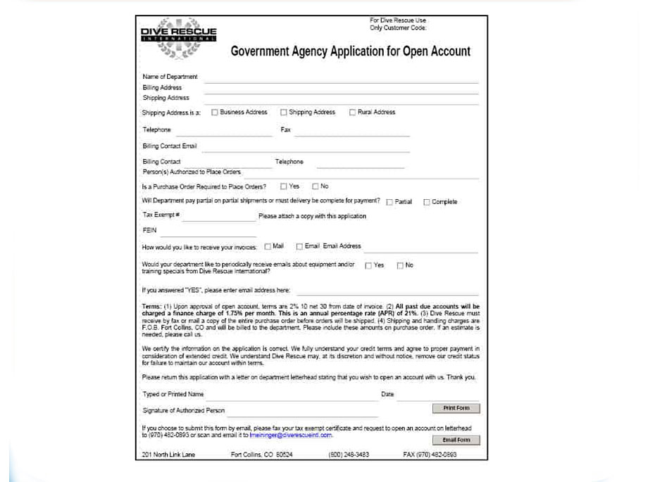 application for open account